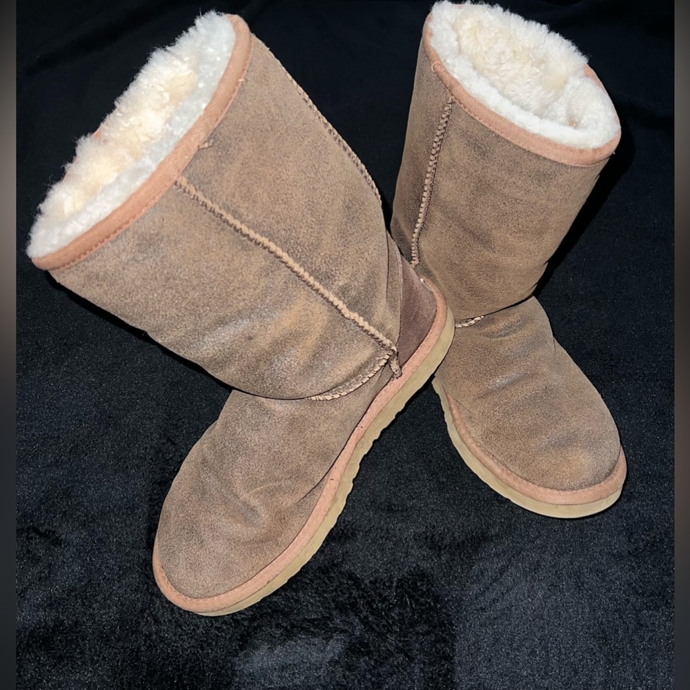 UGG TULAROSA 1003075 ROUTE CLASSIC TALL CABLE KNIT SWEATER COLLAR LEATHER BOOT 7